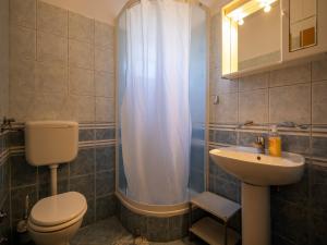 Apartments Torina في باشمان: حمام مع مرحاض ومغسلة ودش