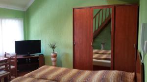 A television and/or entertainment centre at Nefelejcs Apartman