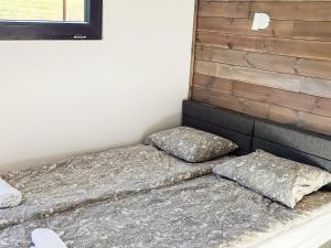 een slaapkamer met 2 bedden met kussens erop bij Klimkówka Pod Gwiazdami in Klimkówka