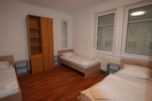 Habitación con 2 camas y 2 ventanas. en Wasen Apartment, en Stuttgart
