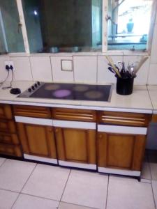 a kitchen with a sink and a counter top at Accoustix Backpackers Hostel in Johannesburg