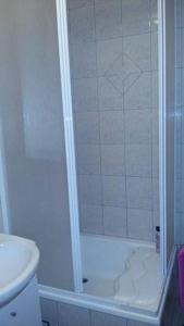 a bathroom with a shower with a toilet and a sink at Apartment in Tribunj with air conditioning, WiFi 5038-1 in Tribunj