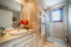 a bathroom with a sink and a shower at Stunning detached Villa in El Valle Golf Resort - ZO22EV in Murcia