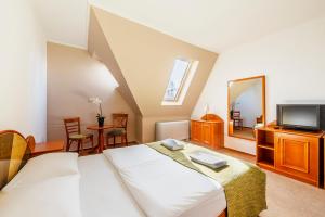 a hotel room with a bed and a television at Baross City Hotel - Budapest in Budapest