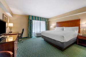 a hotel room with a bed and a desk and a television at Holiday Inn Resort Orlando - Lake Buena Vista by IHG in Orlando