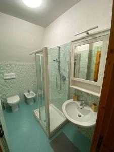 Phòng tắm tại Monte Amaro Apartment con camino, terrazzo e giardino