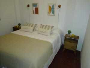 1 dormitorio con 1 cama blanca grande y 2 almohadas en Departamento 20 de Febrero Premium en Salta
