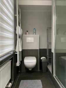 a small bathroom with a toilet and a sink at Duplex situé a 2min de la gare du nord in Brussels