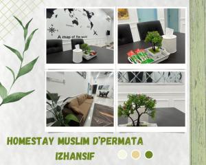 eine Collage mit Fotos eines Wohnzimmers in der Unterkunft Homestay Muslim D Permata Izhansif in Bandar Penawar