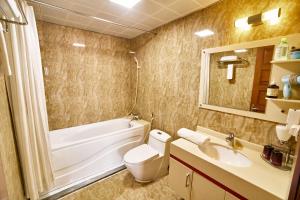 a bathroom with a tub and a toilet and a sink at Trang Thanh Luxury Apartment in Hai Phong +42 photos
