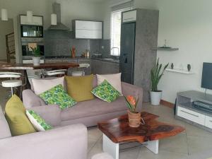 a living room with a couch and a table at Riverwalk Villa in LʼUnion