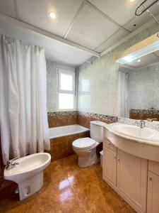 佩尼伊斯科拉的住宿－Alpen1 Nerea，浴室配有卫生间、浴缸和水槽。