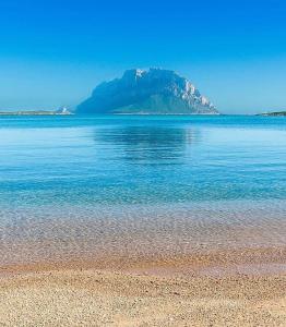 a mountain in the middle of a body of water at Stella Marys in Olbia
