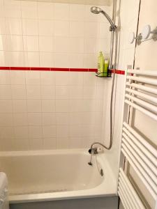 La salle de bains est pourvue d'une baignoire et d'une douche. dans l'établissement Duplex Samoëns 4/6 couchages, à Samoëns