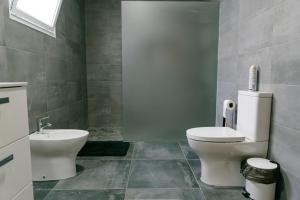 ein Badezimmer mit Toilette und Waschbecken in der Unterkunft Village House in Ribeira Grande + 11 Fotos