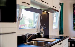 uma cozinha com um lavatório e uma janela em Gorgeous Home In Breukelen With Wifi em Breukelen