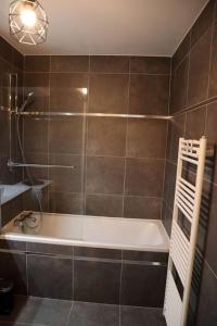 a bathroom with a bath tub and a shower at Superbe duplex en hypercentre ville in Amiens