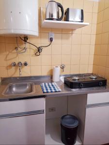 a small kitchen with a sink and a stove at Mendoza Apartment in Mendoza