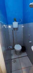 La petite salle de bains est pourvue de toilettes et d'un lavabo. dans l'établissement Sol de Iracema centro, à Fortaleza