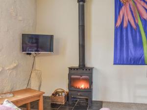 a fireplace in a living room with a tv at The Cottage - Ukc6140 in Cartmel