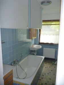 a bathroom with a bath tub and a sink at Haus Hollerbusch in Neunburg vorm Wald