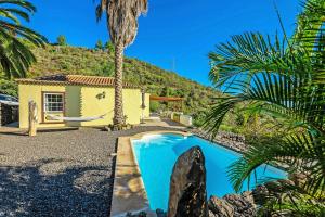 a house with a palm tree and a swimming pool at Casa Rincón Palmero in El Paso