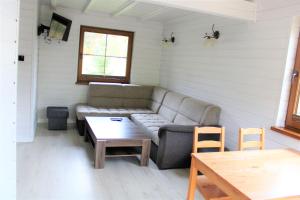 a living room with a couch and a table at Wodny Świat in Ostrzyce
