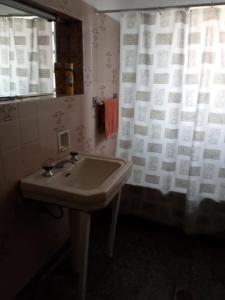 卡洛斯帕斯的住宿－casa de marta a 50 mts del centro，一间带水槽和淋浴帘的浴室