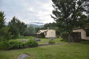 a house in the middle of a yard at Cabañas Río Molle in Tafí del Valle