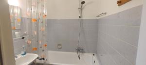 ein Badezimmer mit Dusche und Waschbecken in der Unterkunft Le Zandkreek Plage & Centre - 2 Ch in Koksijde