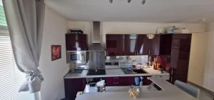 馬賽的住宿－Marseille superbe appartement très bien situé，厨房配有深褐色橱柜和水槽