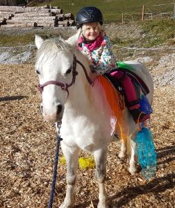 ZellbergにあるHaus Burbachの白馬に乗る少女