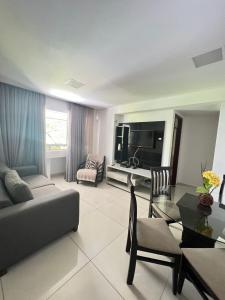Χώρος καθιστικού στο Prédio Solar do Atlântico, apt 204 - Apartamento lateral em Tambaú