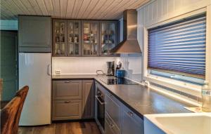 uma cozinha com um frigorífico e uma bancada em 3 Bedroom Nice Home In Spangereid em Spangereid
