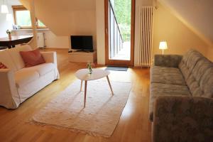 a living room with a couch and a table at Wohnung mit Dachterrasse in Starnberg in Starnberg