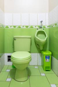 La salle de bains verte est pourvue de toilettes et d'un urinoir. dans l'établissement MODERNO DEPARTAMENTO CON 4 HABITACIONES, à Huancayo