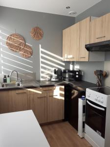 Kuchyň nebo kuchyňský kout v ubytování KALEE APPARTEMENT T2