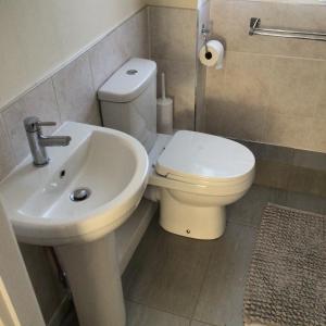 Bobs plac في وايتهيفين: حمام به مرحاض أبيض ومغسلة