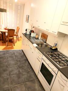 a kitchen with a sink and a stove top oven at Large Apartment Bern City Centre in Bern