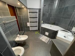 Koupelna v ubytování Stylové apartmánky