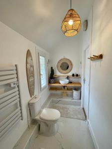Morsang-sur-SeineにあるVilla California Dream proche paris et disneyのバスルーム(トイレ、洗面台付)