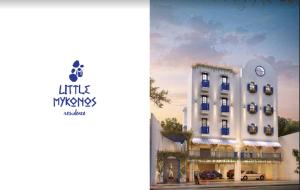 a rendering of the little myges hotel at Little Mykonos in Bandung