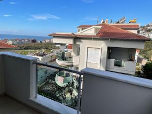A balcony or terrace at Zen House with sea views, near Kleopatra beach