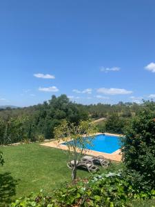 een zwembad in het midden van een tuin bij Villa Tranberg Suites in Ferreiras