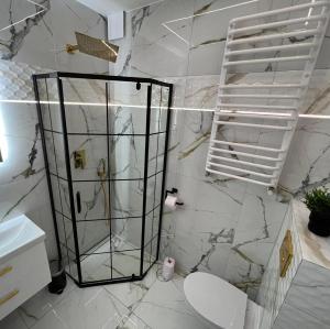 Kúpeľňa v ubytovaní Apartamenty nad jeziorem Białym KA-BOATS + 15 fotografií