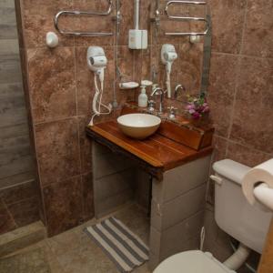a bathroom with a sink and a toilet at Nelumbo Petit Chalet in San Rafael