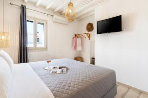 Televízia a/alebo spoločenská miestnosť v ubytovaní Haka Suites Mykonos Town