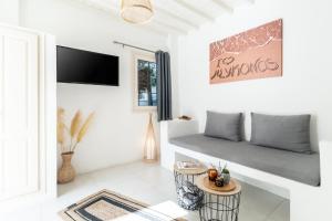 Televízia a/alebo spoločenská miestnosť v ubytovaní Haka Suites Mykonos Town