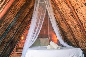 Letto o letti in una camera di Mapache Hostel & Camping