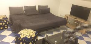 a bedroom with a bed and a flat screen tv at SUITS & LUXURY Appart Paris Montreuil in Montreuil